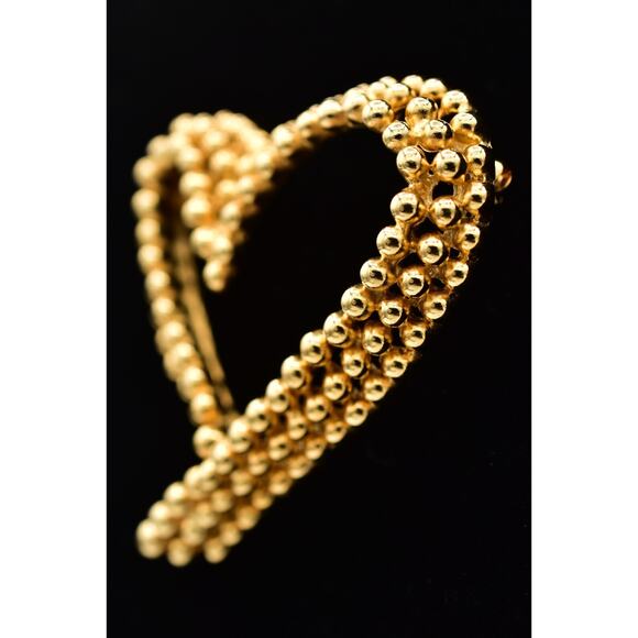 Fernando Originals Vintage Heart Pin Brooch Textured Chunky Gold FO Signed BinBI - Picture 3 of 12